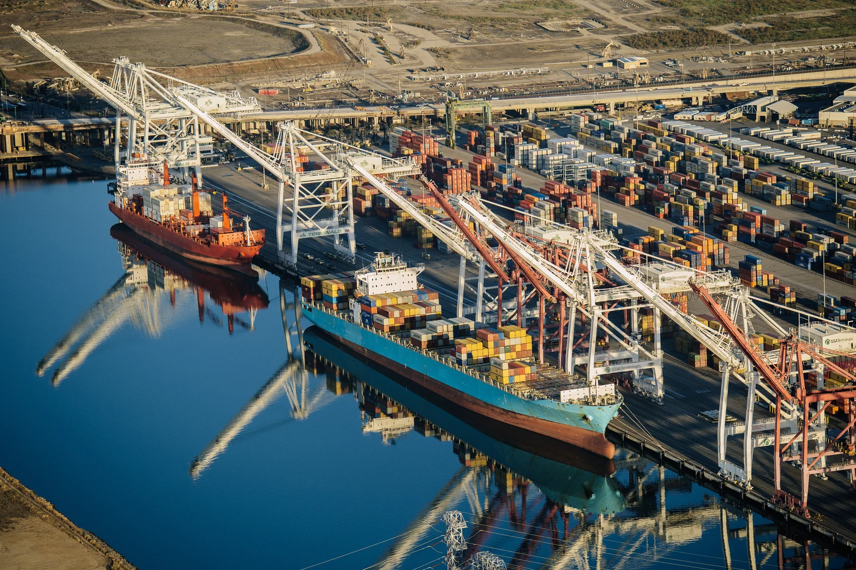 Marine control switches at a shipping port